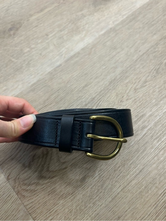 Madewell 100% Genuine Italian Leather Black Gold Hardware Belt