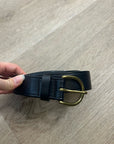 Madewell 100% Genuine Italian Leather Black Gold Hardware Belt