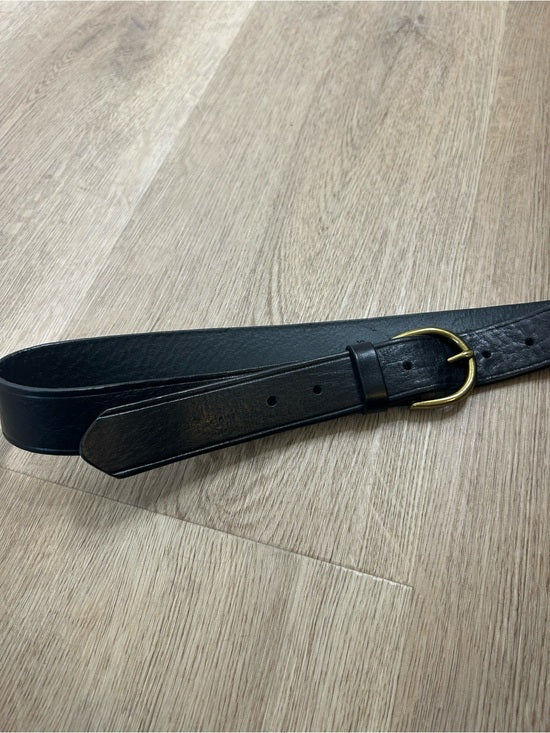 Madewell 100% Genuine Italian Leather Black Gold Hardware Belt