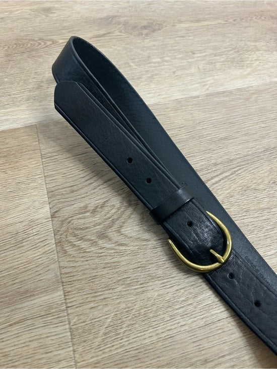 Madewell 100% Genuine Italian Leather Black Gold Hardware Belt