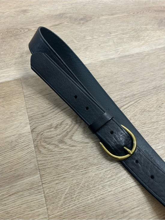Madewell 100% Genuine Italian Leather Black Gold Hardware Belt