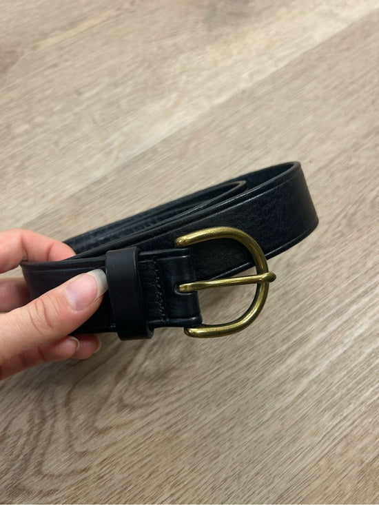 Madewell 100% Genuine Italian Leather Black Gold Hardware Belt