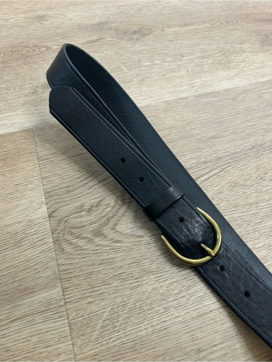 Madewell 100% Genuine Italian Leather Black Gold Hardware Belt