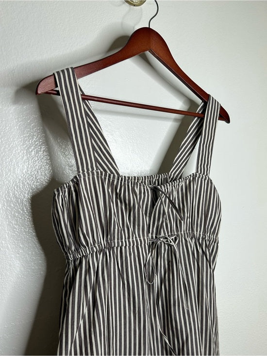 MATE the Label MATE The Label 100% Organic Cotton Poplin Striped Brown Midi Dress - Cotton