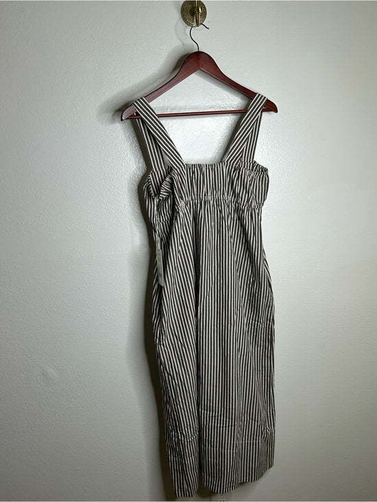 MATE The Label 100% Organic Cotton Poplin Striped Brown Midi Dress