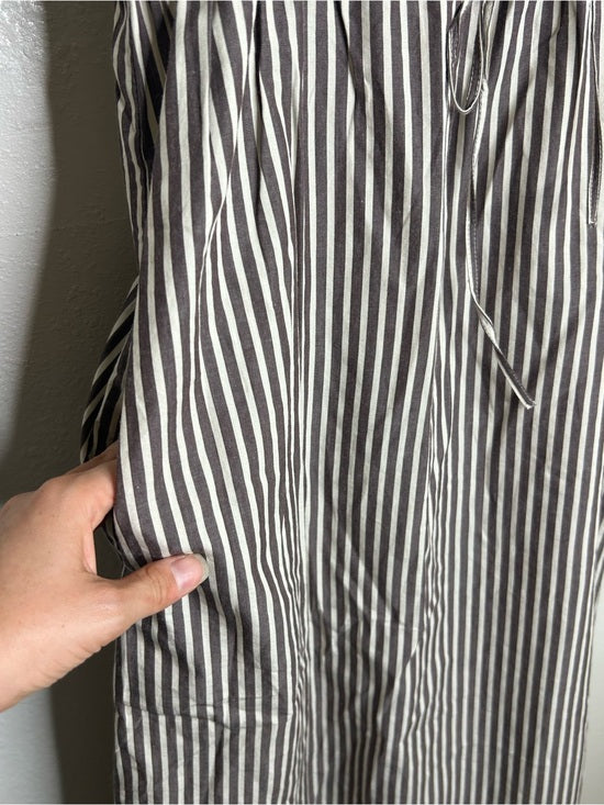 MATE The Label 100% Organic Cotton Poplin Striped Brown Midi Dress
