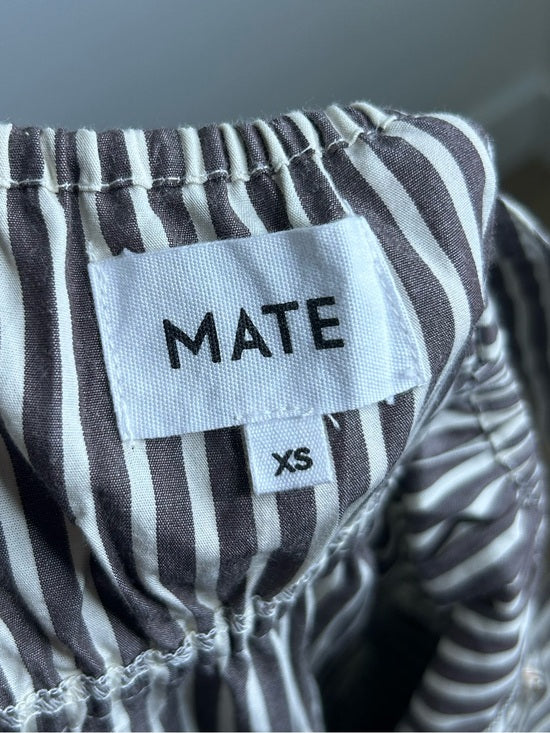 MATE The Label 100% Organic Cotton Poplin Striped Brown Midi Dress