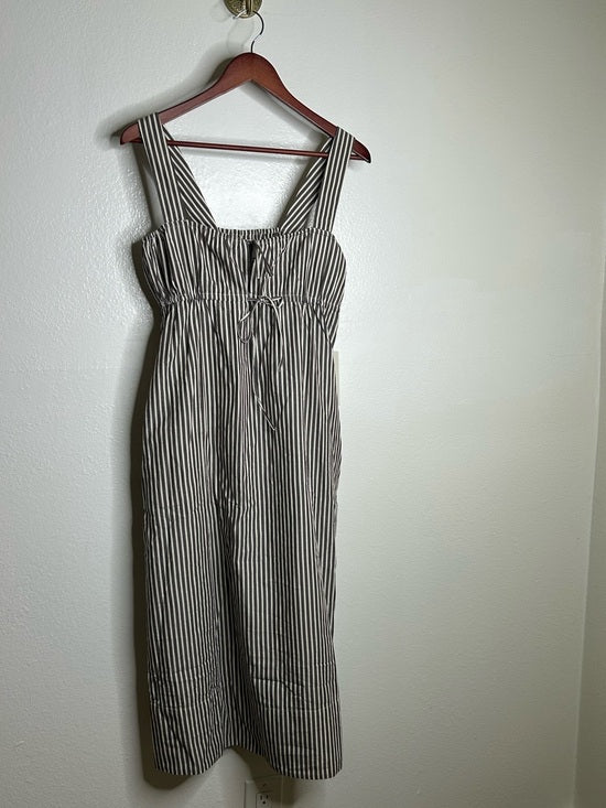 MATE the Label MATE The Label 100% Organic Cotton Poplin Striped Brown Midi Dress - Cotton