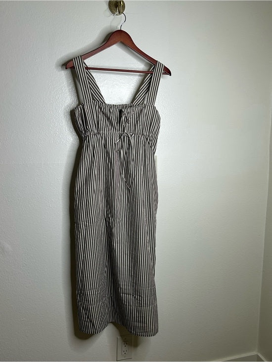 MATE the Label MATE The Label 100% Organic Cotton Poplin Striped Brown Midi Dress - Cotton