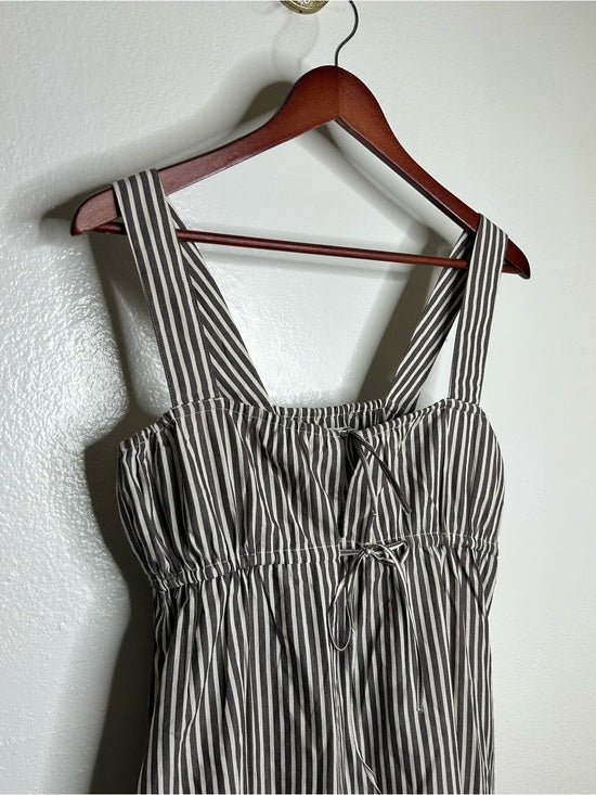 MATE the Label MATE The Label 100% Organic Cotton Poplin Striped Brown Midi Dress - Cotton