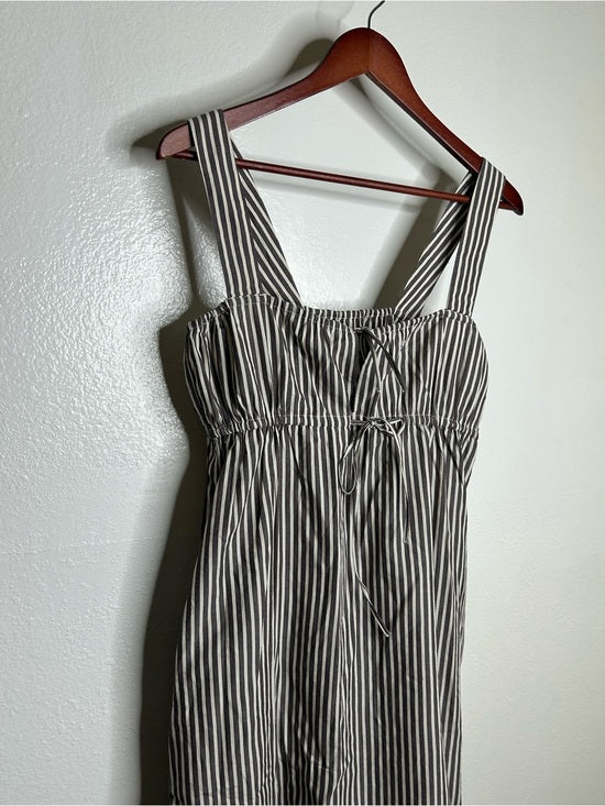 MATE the Label MATE The Label 100% Organic Cotton Poplin Striped Brown Midi Dress - Cotton