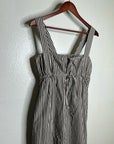 MATE The Label 100% Organic Cotton Poplin Striped Brown Midi Dress