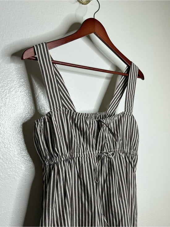 MATE the Label MATE The Label 100% Organic Cotton Poplin Striped Brown Midi Dress - Cotton