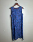Cut Loose 100% Linen Bright Blue Purple Floral Midi Relaxed Fit Tank Dress
