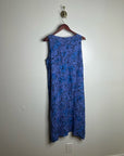 Cut Loose 100% Linen Bright Blue Purple Floral Midi Relaxed Fit Tank Dress