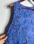 Cut Loose 100% Linen Bright Blue Purple Floral Midi Relaxed Fit Tank Dress
