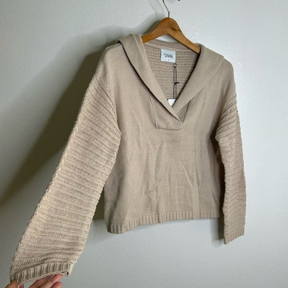 Stitches &amp;amp; Stripes Stitches &amp;amp; Stripes 100% Cotton Tan Textured Pullover Sweater - Cotton