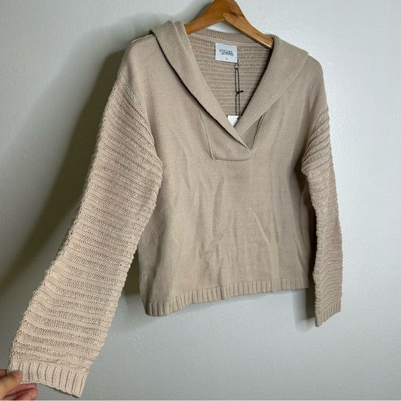 Stitches &amp;amp; Stripes Stitches &amp;amp; Stripes 100% Cotton Tan Textured Pullover Sweater - Cotton