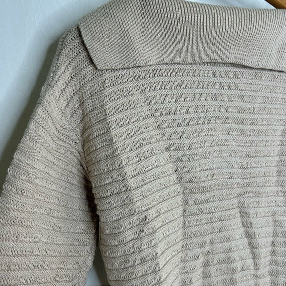 Stitches &amp; Stripes 100% Cotton Tan Textured Pullover Sweater