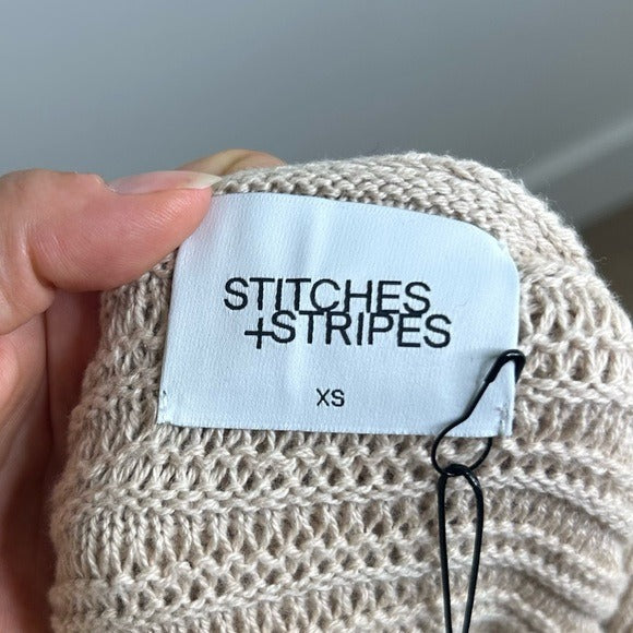 Stitches &amp; Stripes 100% Cotton Tan Textured Pullover Sweater
