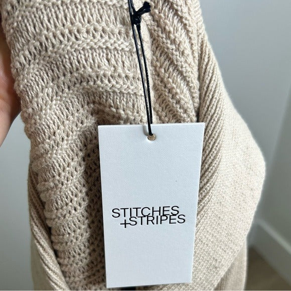 Stitches &amp; Stripes 100% Cotton Tan Textured Pullover Sweater