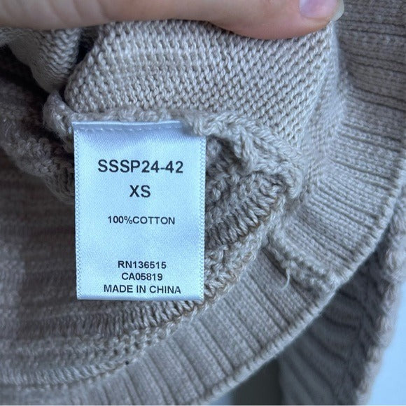 Stitches &amp; Stripes 100% Cotton Tan Textured Pullover Sweater