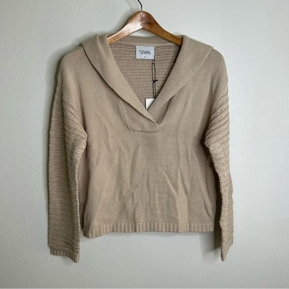 Stitches &amp;amp; Stripes Stitches &amp;amp; Stripes 100% Cotton Tan Textured Pullover Sweater - Cotton
