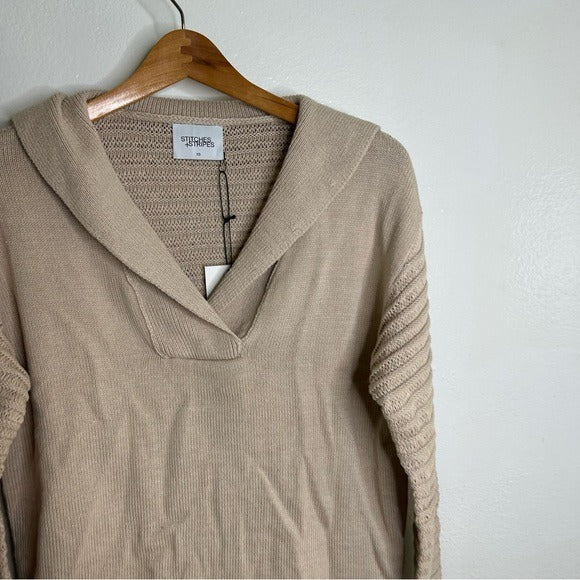 Stitches &amp;amp; Stripes Stitches &amp;amp; Stripes 100% Cotton Tan Textured Pullover Sweater - Cotton