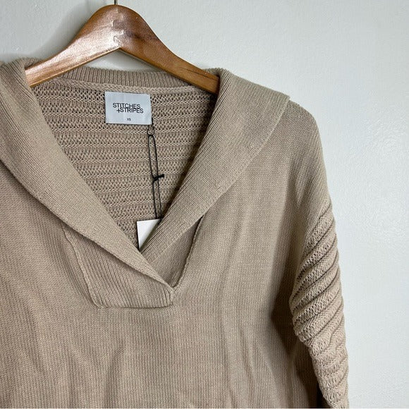 Stitches &amp;amp; Stripes Stitches &amp;amp; Stripes 100% Cotton Tan Textured Pullover Sweater - Cotton