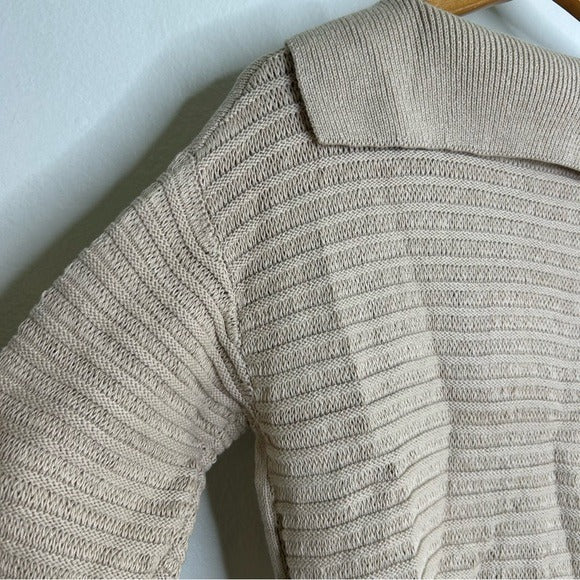 Stitches &amp; Stripes 100% Cotton Tan Textured Pullover Sweater