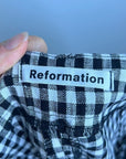Reformation 100% Linen Black White Checkered Trouser Pant