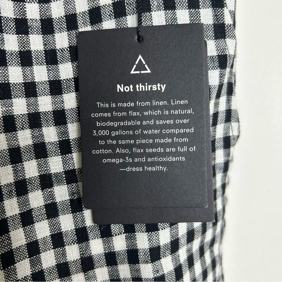Reformation 100% Linen Black White Checkered Trouser Pant