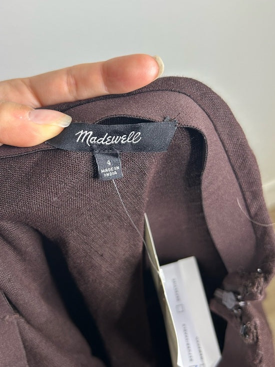 Madewell 100% Linen Chocolate Brown Pull on Slip Skirt