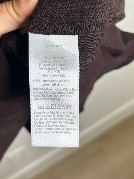 Madewell 100% Linen Chocolate Brown Pull on Slip Skirt