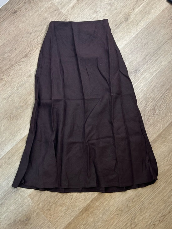Madewell 100% Linen Chocolate Brown Pull on Slip Skirt
