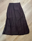 Madewell 100% Linen Chocolate Brown Pull on Slip Skirt