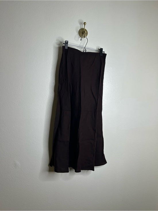 Madewell 100% Linen Chocolate Brown Pull on Slip Skirt