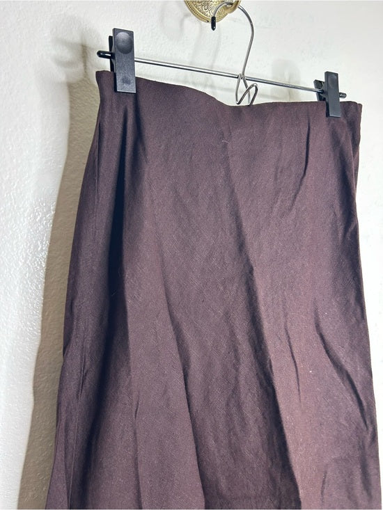 Madewell 100% Linen Chocolate Brown Pull on Slip Skirt