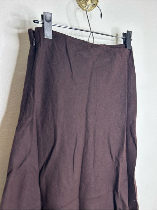 Madewell 100% Linen Chocolate Brown Pull on Slip Skirt
