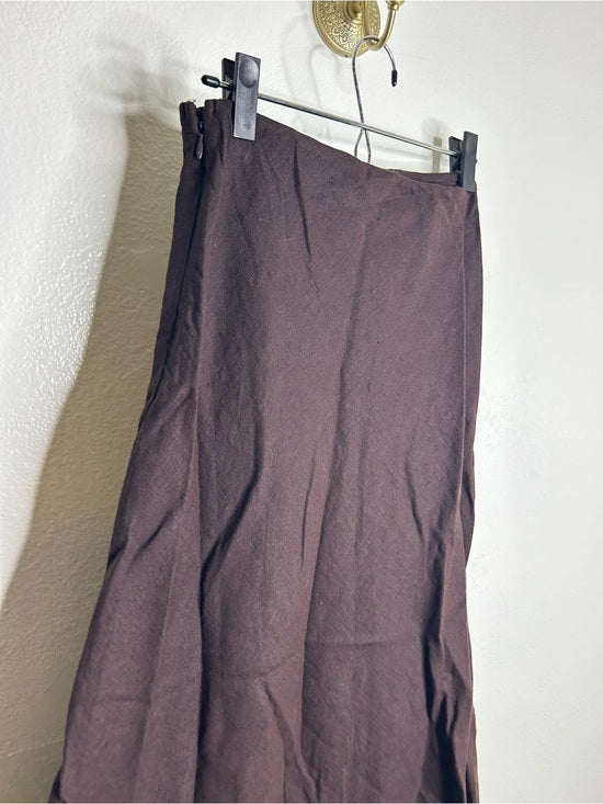 Madewell 100% Linen Chocolate Brown Pull on Slip Skirt