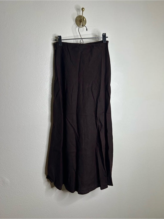 Madewell 100% Linen Chocolate Brown Pull on Slip Skirt