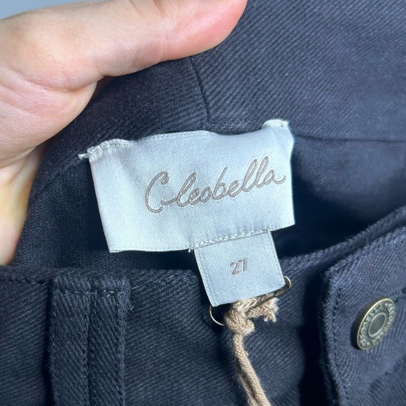 Cleobella 100% Organic Cotton Black Straight Leg Denim Jean Trouser Pant