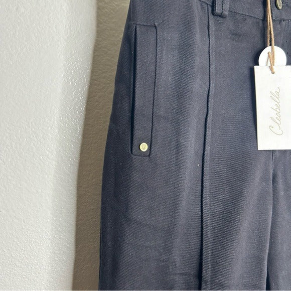 Cleobella 100% Organic Cotton Black Straight Leg Denim Jean Trouser Pant