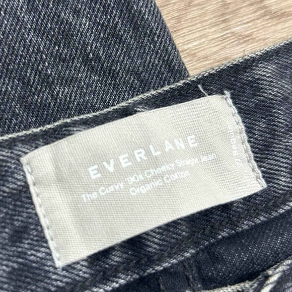 Everlane 100% Organic Cotton The 90's Curvy Fit Cheeky Straight Jean Black