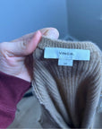 VINCE Cashmere Wool Ribbed Knit Tan Sweater Midi Dress