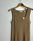 VINCE Cashmere Wool Ribbed Knit Tan Sweater Midi Dress