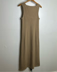 VINCE Cashmere Wool Ribbed Knit Tan Sweater Midi Dress