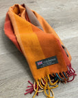 100% Cashmere Striped Multicolor Fringe Scarf Made in Scotland