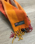 100% Cashmere Striped Multicolor Fringe Scarf Made in Scotland