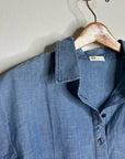 AG 100% Cotton Denim Chambray Button Down Tie Front Short Sleeve Boxy Blouse Top